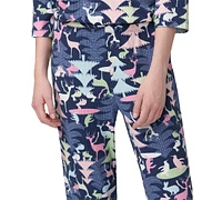 Hue Women's 2-Pc. Ultra Ribbed Printed Pajama Set