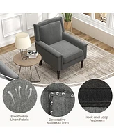 Skonyon Mid-century Modern Armchair Linen Fabric Upholstered Accent Chair with Cushion-Gray
