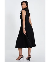 Quiz Women's Scuba One-Shoulder Bow Skater Midi Dress