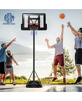 Skonyon Height Adjustable Portable Shatterproof Backboard Basketball Hoop with 2 Nets