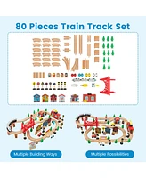 Givimo 80-Piece Wooden Train Set and Table