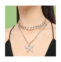 Sohi Women's Butterfly Layered Necklace