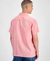 Sun + Stone Men's Blake Linen Chambray Short Sleeve Button-Front Shirt, Created for Macy's