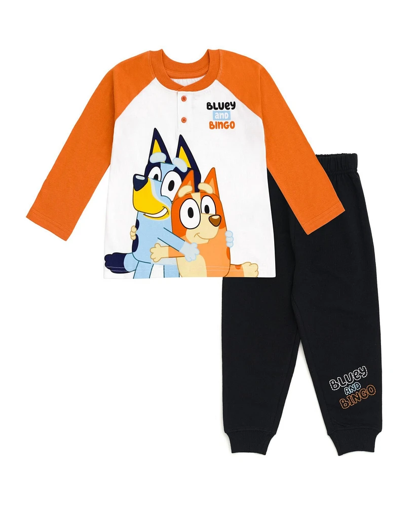 Bluey Boys T-Shirt and Jogger French Terry Pants Outfit Set to (2T - 7-8)