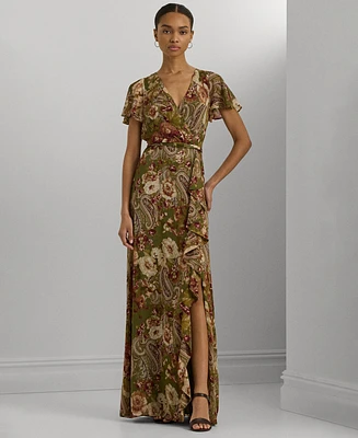 Lauren Ralph Women's Belted Floral Gown