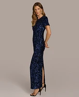 Donna Karan New York Women's Sequin Short-Sleeve Gown