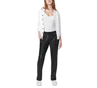 Hue Women's High-Rise Faux-Leather Drawstring Pants