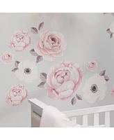 Lambs & Ivy Floral Garden Watercolor/Pink Linen 5-Piece Baby Crib Bedding Set