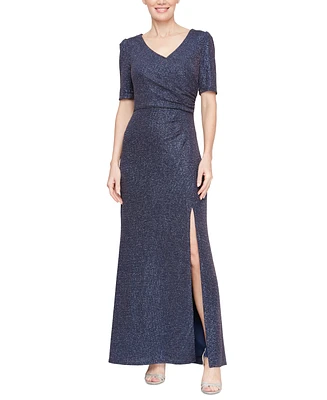 Alex Evenings Women's Metallic Elbow-Sleeve Gown