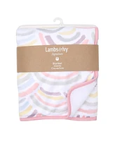 Lambs & Ivy Signature Rainbow Minky/Faux Shearling Soft Fleece Baby Blanket