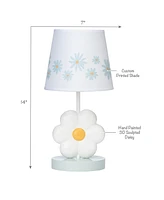 Lambs & Ivy Sweet Daisy White Floral Nursery/Child Lamp with Shade & Bulb