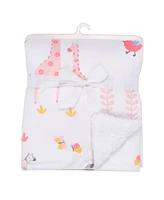 Lambs & Ivy Jazzy Jungle White Fleece Safari Animals Soft Baby Blanket