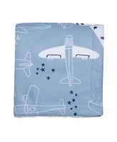 Bedtime Originals Little Aviator Blue/White Airplane Soft Fleece Baby Blanket