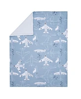 Bedtime Originals Little Aviator Blue/White Airplane Soft Fleece Baby Blanket