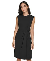 Calvin Klein Petite Chain-Trim Side-Pleated Dress