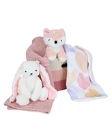 Lambs & Ivy Pink/White 5-Piece Luxury Infant / Newborn / Baby Gift Basket