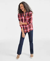 Style & Co Petite Sprinkle Metallic Plaid Button-Front Perfect Shirt, Created for Macy's