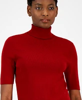 Anne Klein Petite Solid Half-Sleeve Turtleneck Sweater