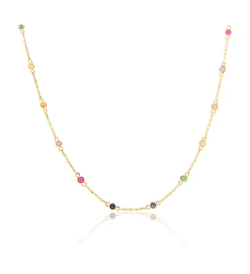 The Lovery Rainbow Gemstone Station Necklace 14K Gold