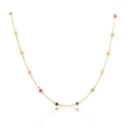 The Lovery Rainbow Gemstone Station Necklace 14K Gold