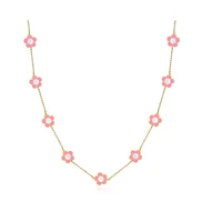 The Lovery Bubblegum Pink Daisy Necklace 14K Gold