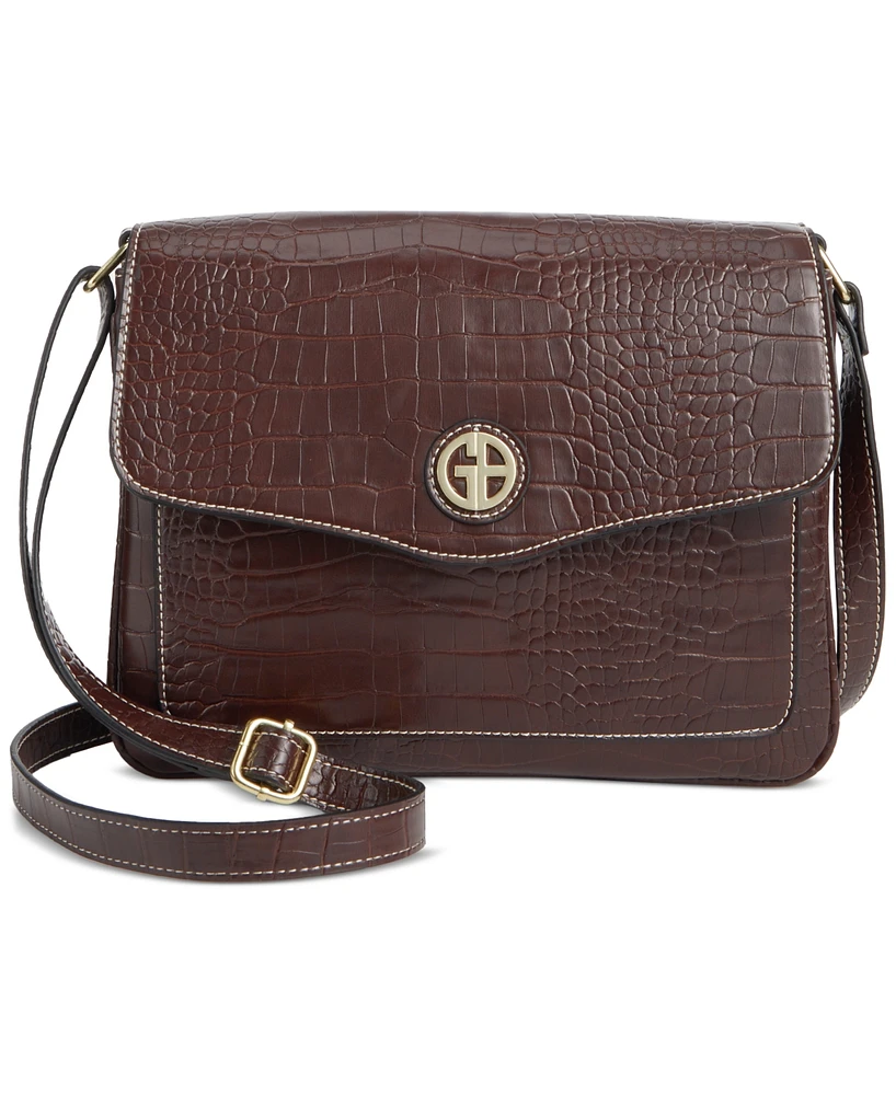 Giani Bernini Croc Flap Small Crossbody, Created for Macy's