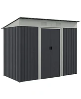 Simplie Fun 7' x 4' Metal Lean-to Garden Shed with Sliding Doors