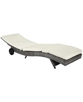 Streamdale Furniture Wicker Chaise Lounge with Adjustable Backrest