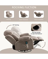 Streamdale Furniture Massage Recliner Sofa with Heat, Usb, and Cup Holders