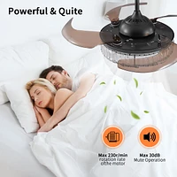 Contemporary Led Retractable Ceiling Fan with Remote Control