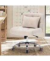 Simplie Fun Armless Fabric Office Chair with Crisscross Legs and Lumbar Pillow