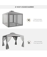 9.6' x 11.6' Patio Gazebo with Netting and Steel Frame