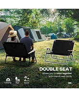 Double Folding Camping Chair, Loveseat for 2 Adults, Portable Camping Couch