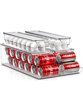 Sorbus Can & Egg Holder Set - 2 Stackable Can Dispenser Holds 12 Cans Each & 2 Egg Holders with Lid holds 14 eggs for Fridge, Pantry