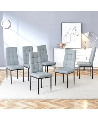 Simplie Fun Gray Linen Tufted Dining Chairs (Set of 6)