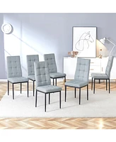 Simplie Fun Gray Linen Tufted Dining Chairs (Set of 6)