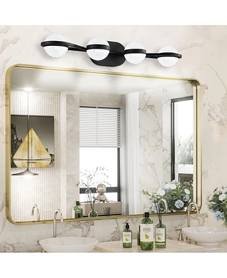 Simplie Fun Minimalist Led Vanity Light with Frosted Glass Shades in Black