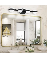 Streamdale Furniture Minimalist Led Vanity Light with Frosted Glass Shades in Black