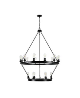 Streamdale Furniture Retro style Large 2-Tier circular ceiling Ironwork chandelier