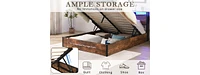 Queen Bed Frame with Bookcase, Lights, and Charging Station