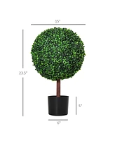 23.5" Artificial Boxwood Ball Topiary