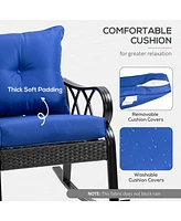 Outdoor Wicker Rocking Chair with Aluminum Frame and Cushions