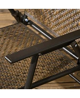 5-Piece Foldable Wicker Patio Dining Set with Umbrella Hole