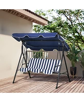 3-Seat Patio Swing Chair with Canopy and Cushion