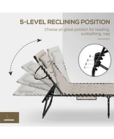 Folding Chaise Lounges: 5-Level Recline, Padded Seat, Side Pocket & Headrest