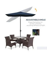 Rectangular Market Umbrella for Patio, 6.5' x 10', Blue
