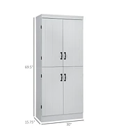 Streamdale Furniture 70" Pantry Cabinet with Adjustable Shelves and 4 Doors