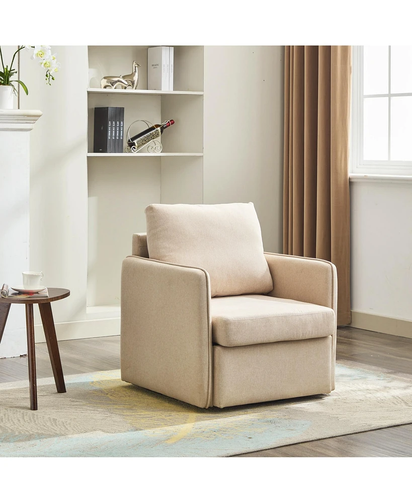 Simplie Fun Beige Swivel Accent Chair with Storage