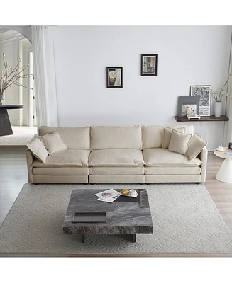 Streamdale Furniture Mid-Century 3-Seater Sofa with Armrest and Toss Pillows