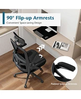 Costway Ergonomic Office Chair with Adjustable Lumbar Support Rocking Backrest Armrests